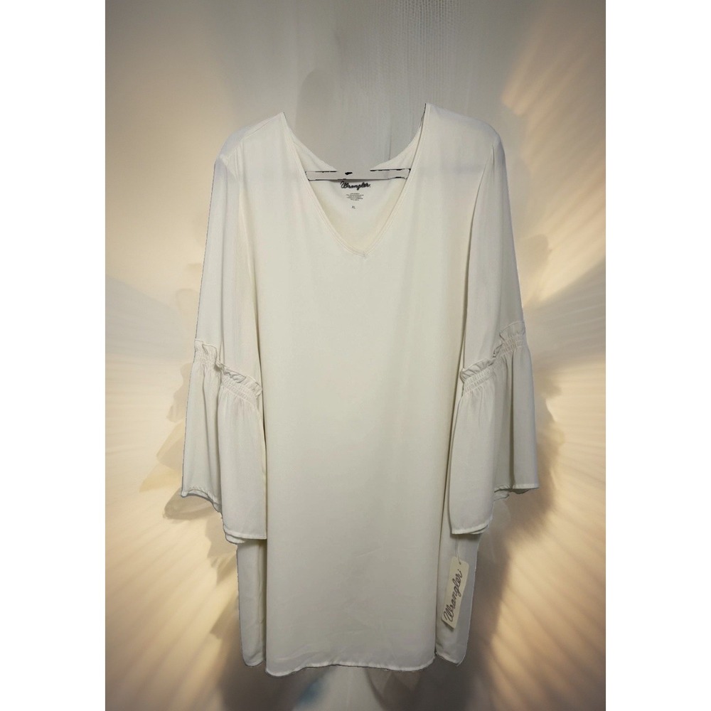 NWT Wrangler Rock 47 Ivory/Cream V-Neck Bell Sleeve Shift Dress Size XL